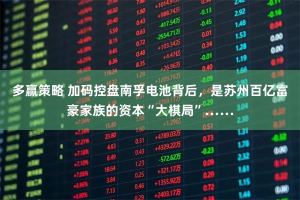 多赢策略 加码控盘南孚电池背后，是苏州百亿富豪家族的资本“大棋局”……