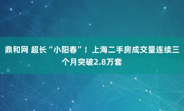 鼎和网 超长“小阳春”！上海二手房成交量连续三个月突破2.8万套